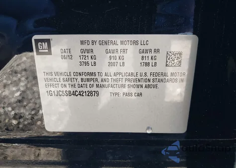 2012 Chevrolet Sonic 2Lt из США, поврежденный, VIN 1G1JC5SB4C4212879